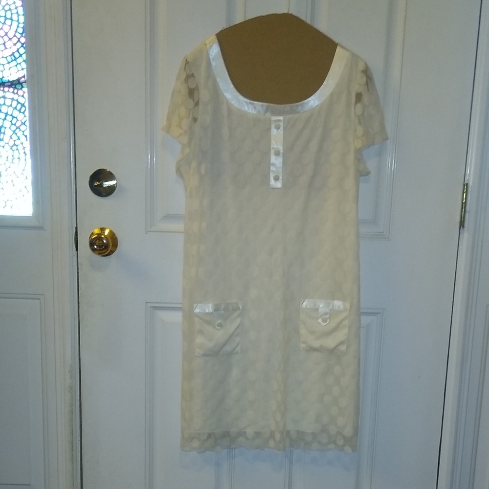 Off White Lace Polka Dot Retro Dress